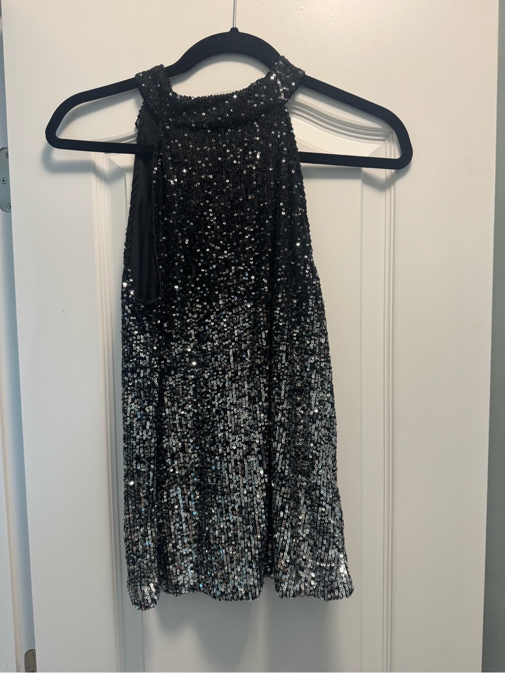 Black Silver Sequin Halter blouse NWT